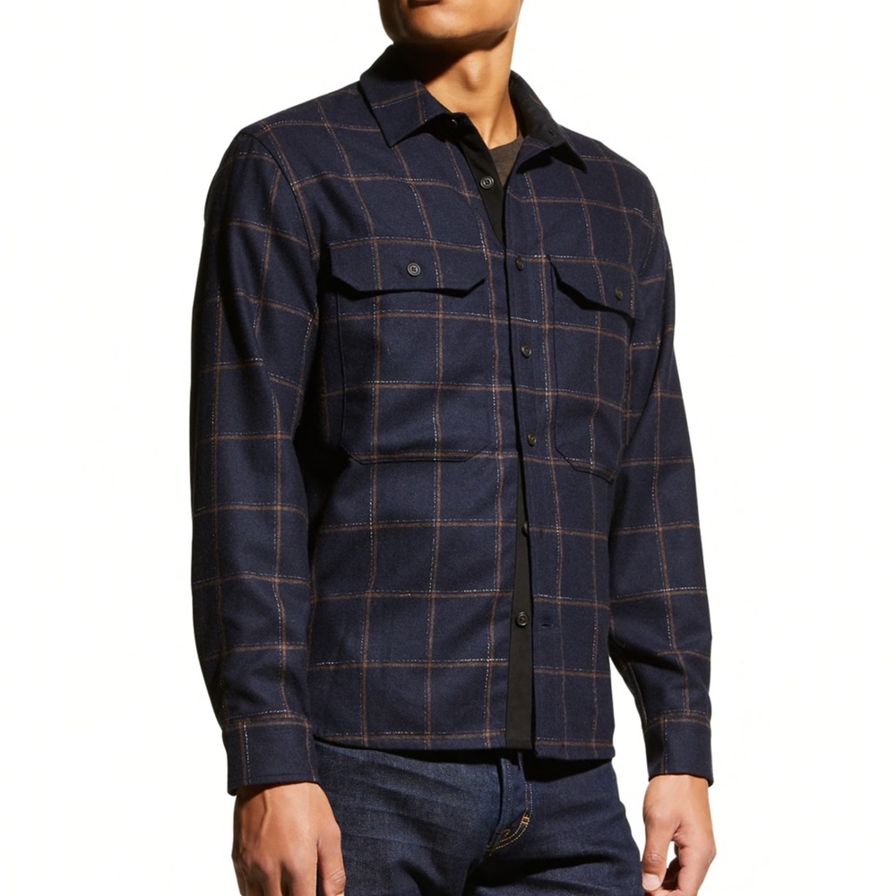 NWT Vince Men’s Crosshatch Windowpane Shirt Jacket S